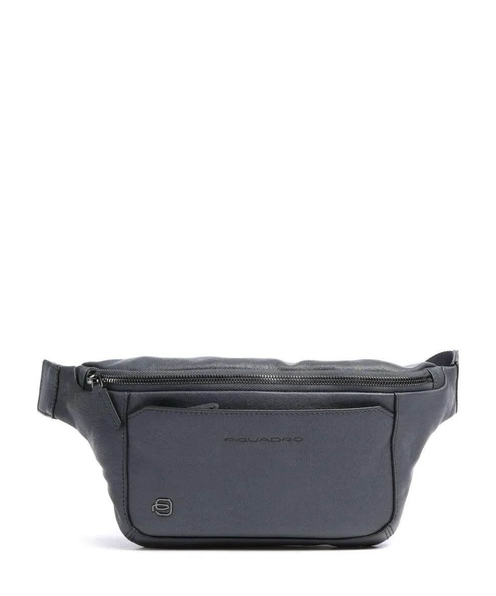Black Square Fanny pack grained cow leather blue-grey