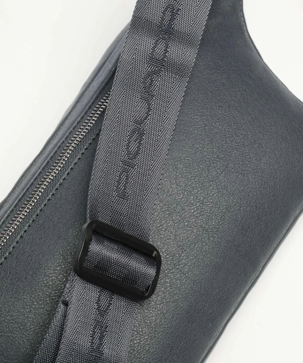 Black Square Fanny pack grained cow leather blue-grey