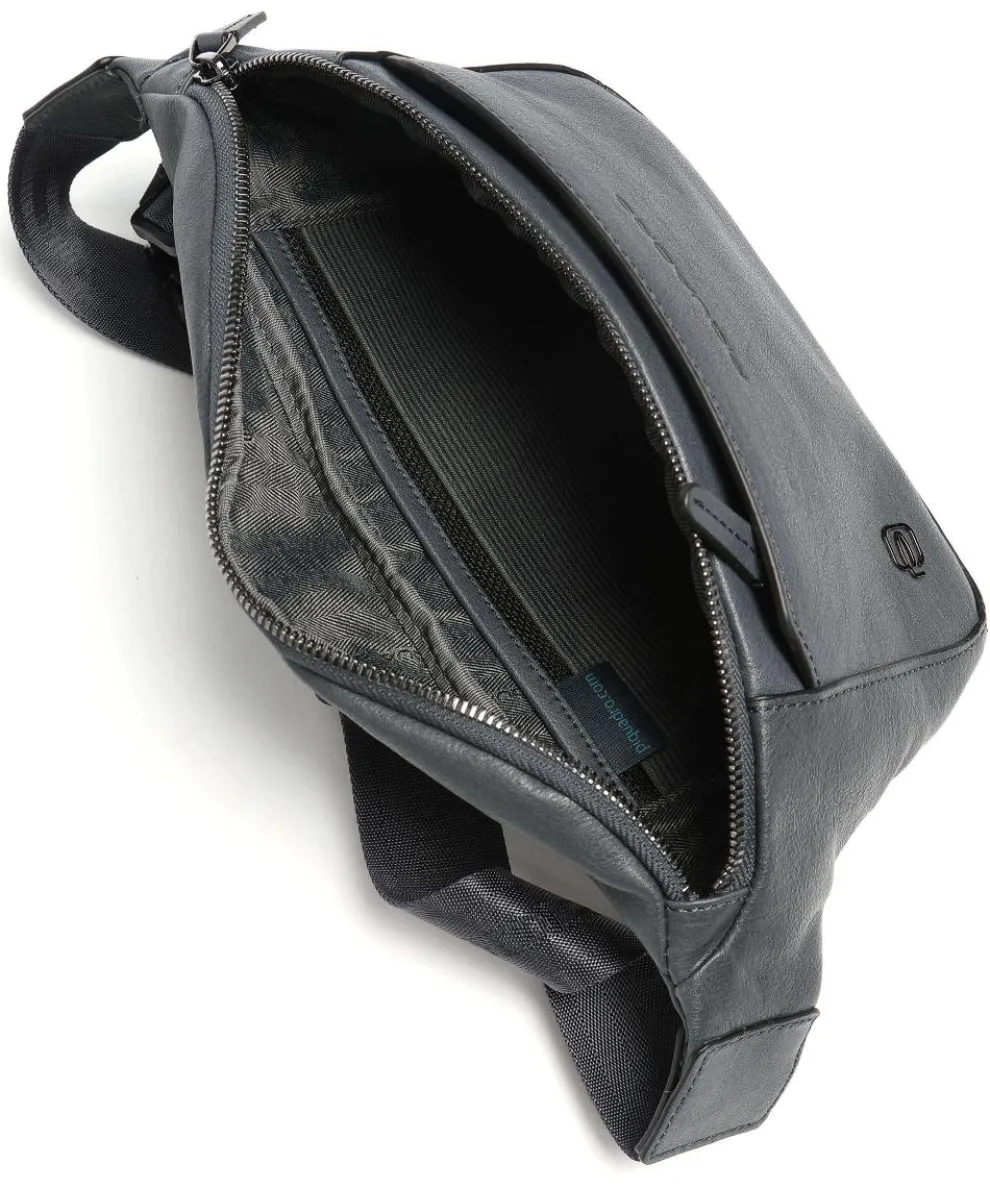 Black Square Fanny pack grained cow leather blue-grey