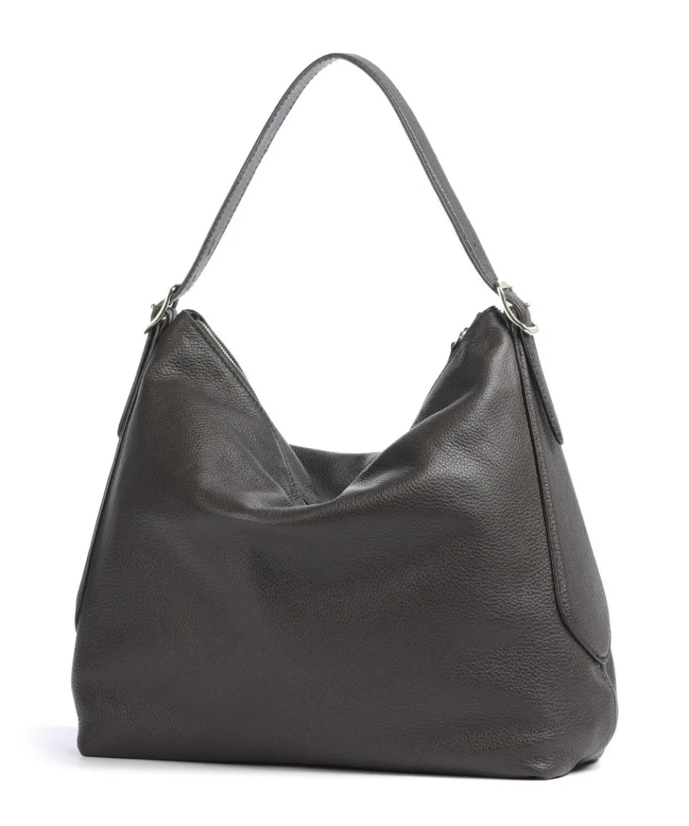 Agave Carina Hobo bag grained leather dark brown