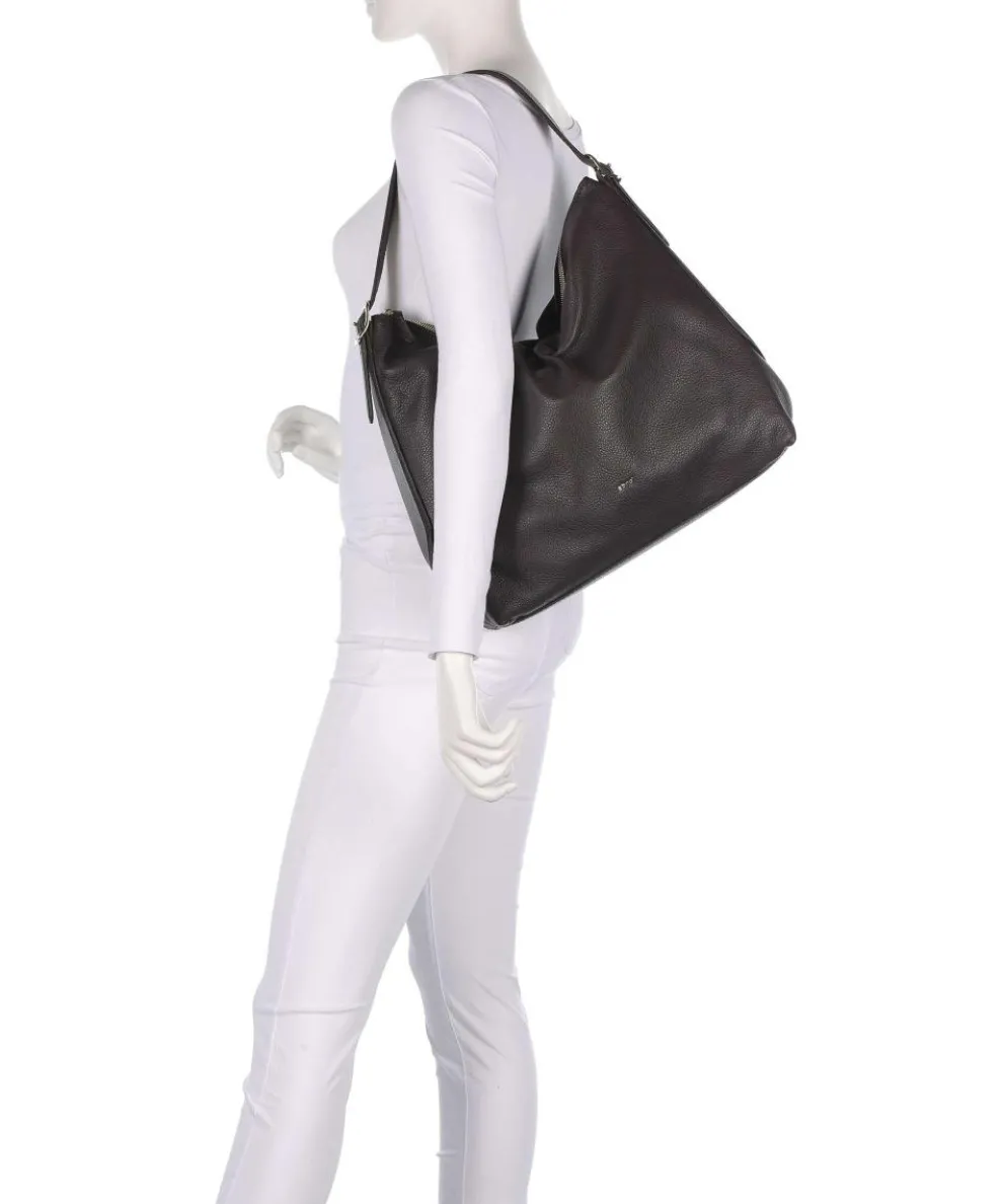 Agave Carina Hobo bag grained leather dark brown