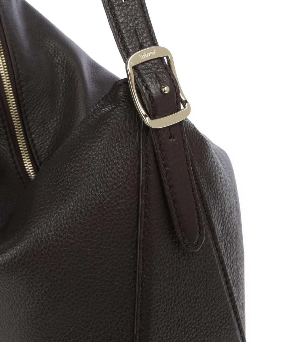 Agave Carina Hobo bag grained leather dark brown