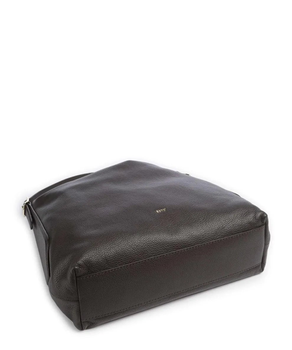 Agave Carina Hobo bag grained leather dark brown