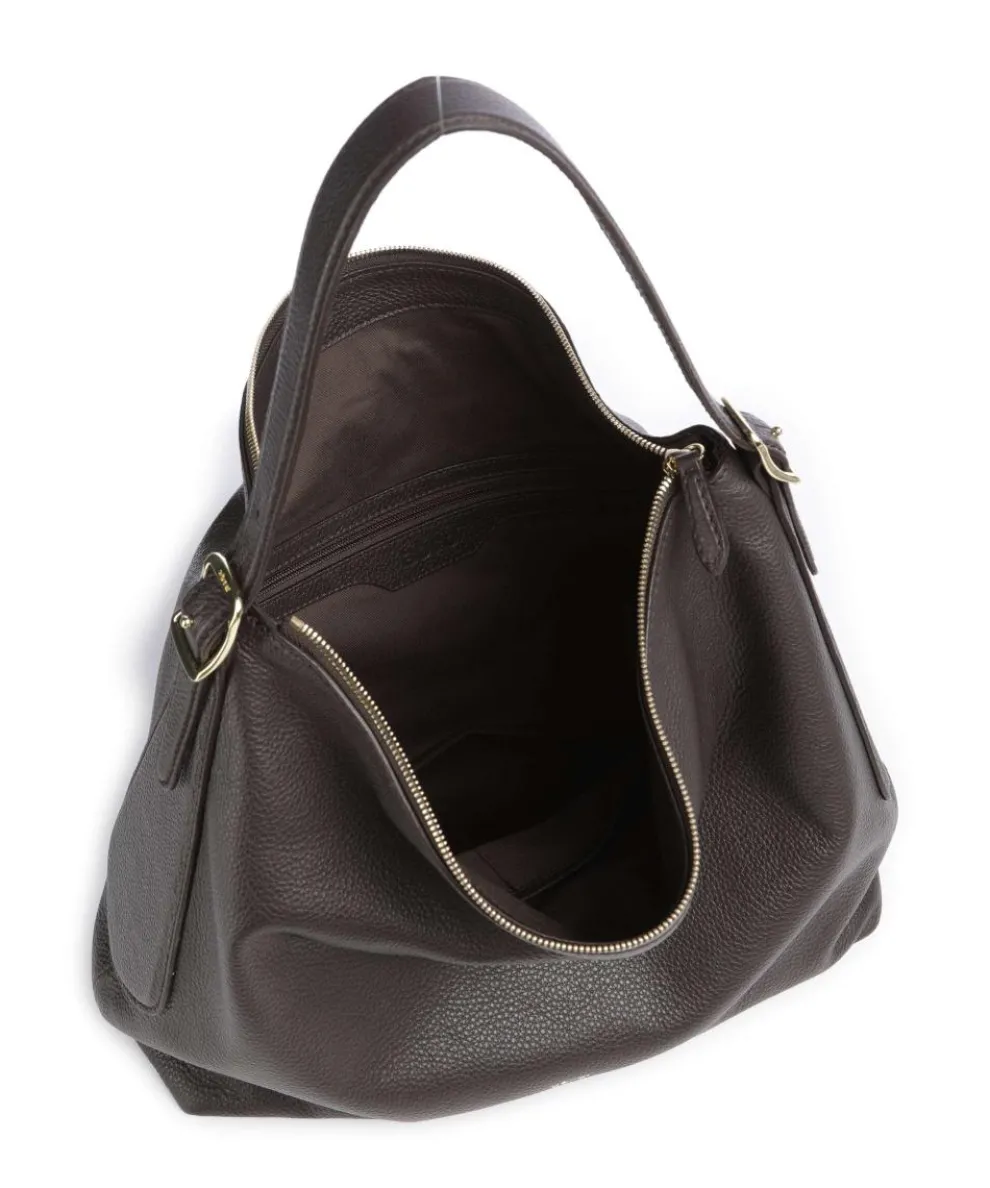 Agave Carina Hobo bag grained leather dark brown