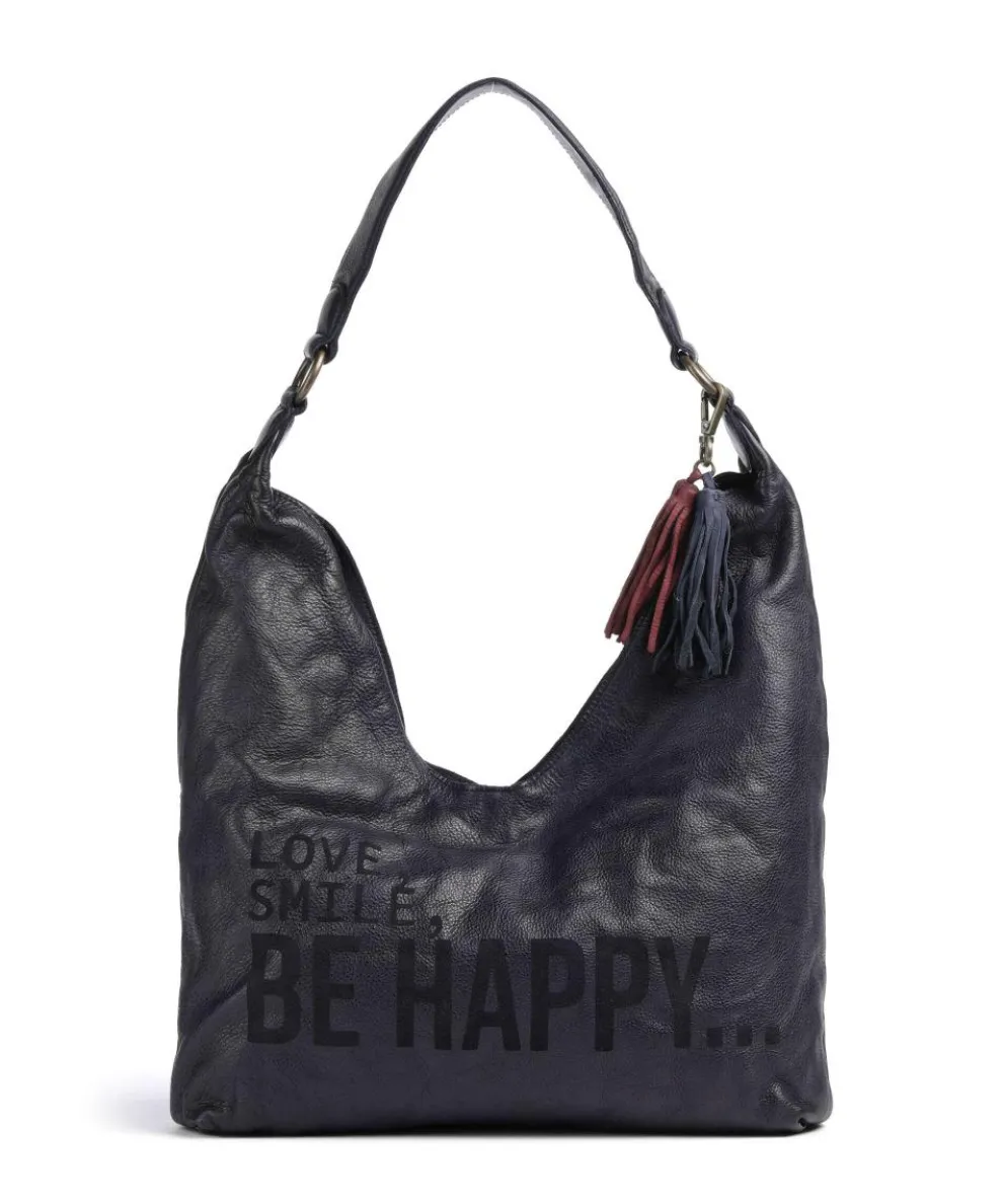 Glücksbrücke 4 Hobo bag grained cow leather navy