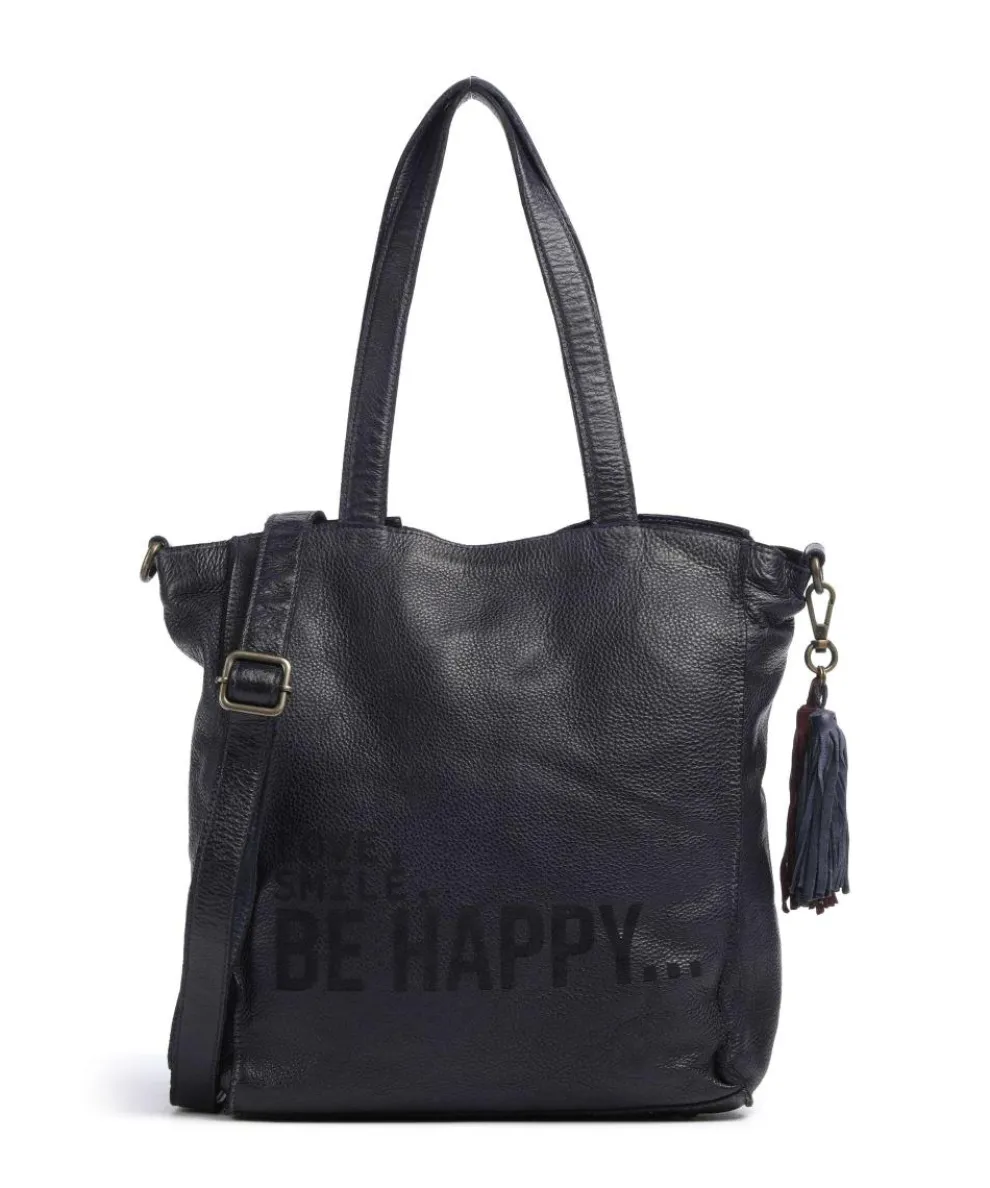 Glücksbrücke 2 Tote bag grained cow leather navy