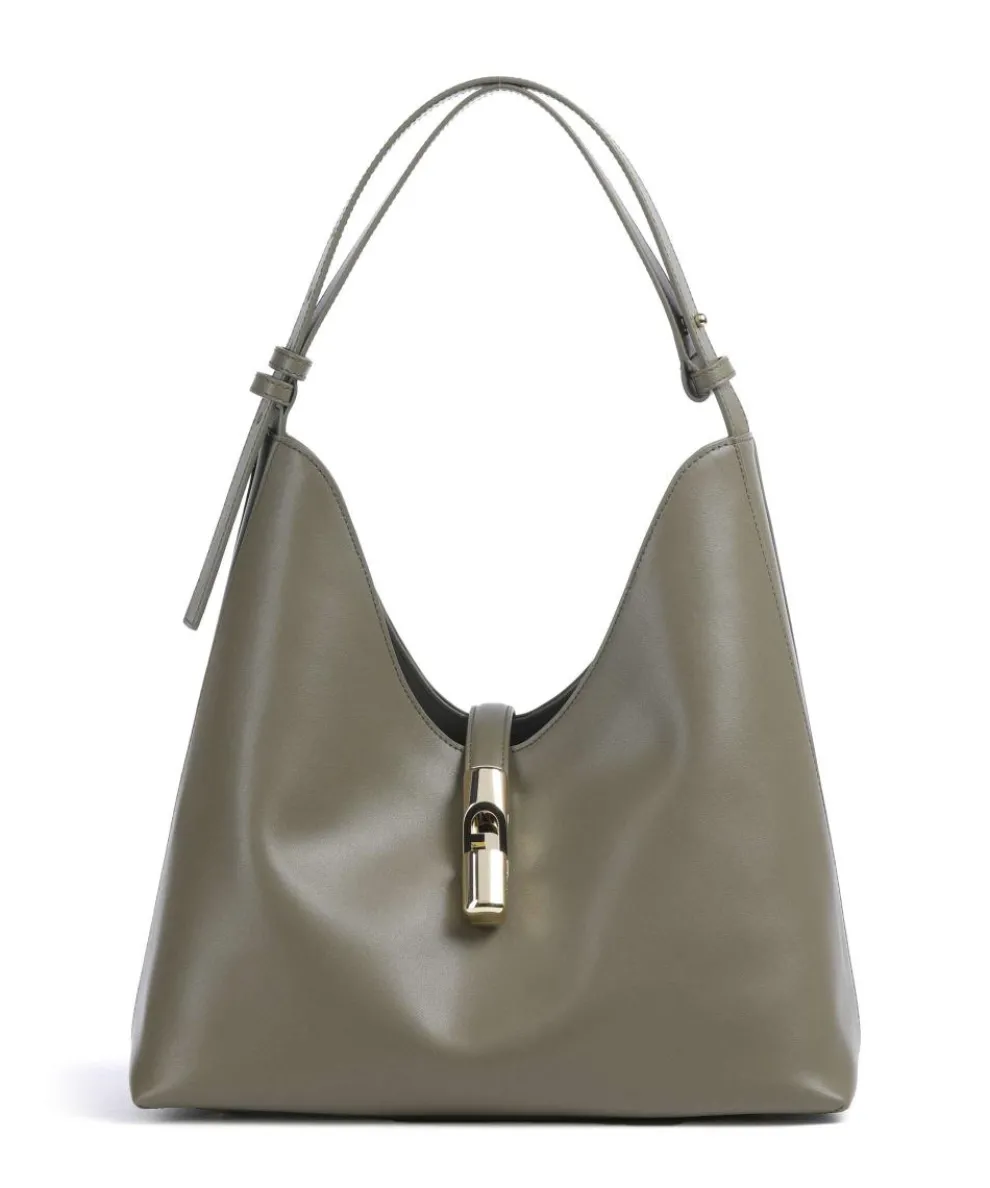 Goccia M Hobo bag softly grained calfskin olive-green
