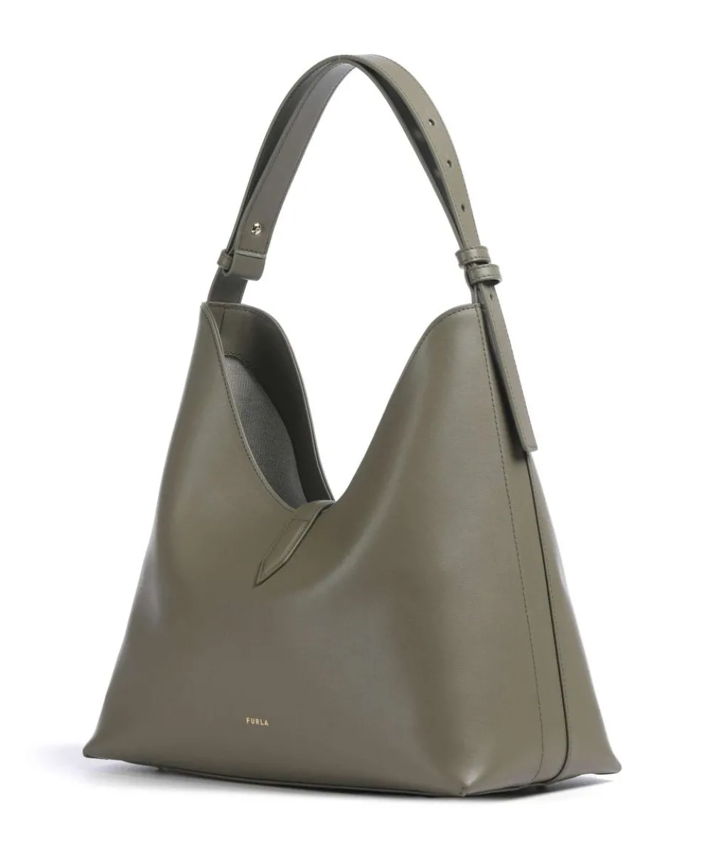 Goccia M Hobo bag softly grained calfskin olive-green