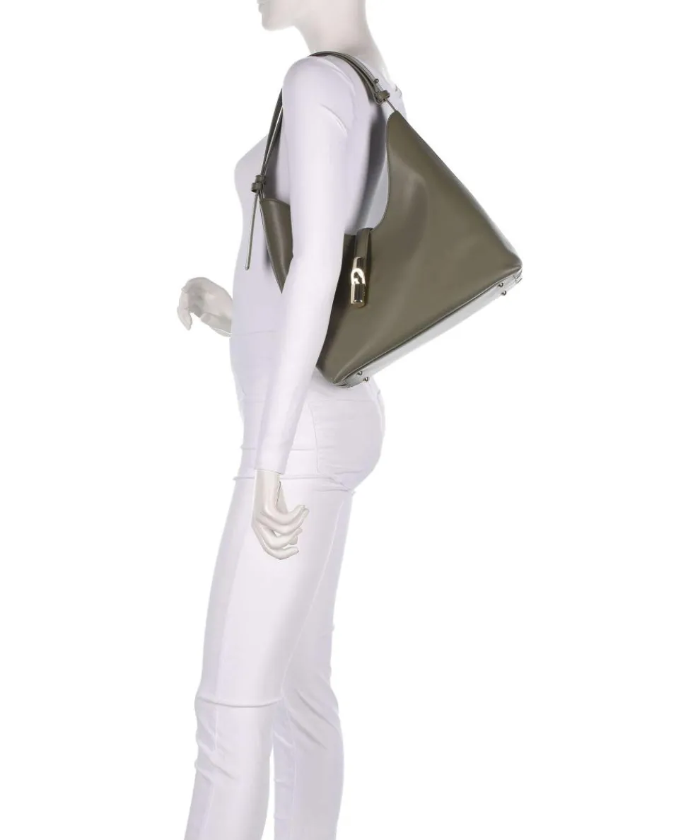 Goccia M Hobo bag softly grained calfskin olive-green