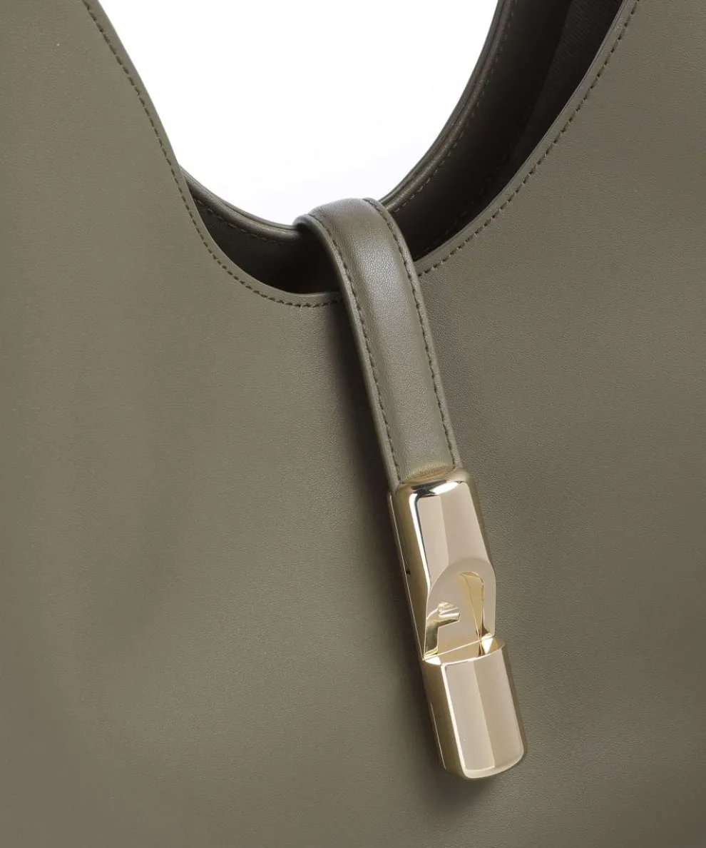 Goccia M Hobo bag softly grained calfskin olive-green