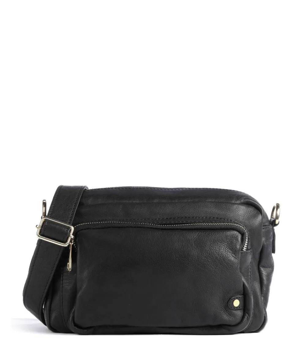 Golden Chic Crossbody bag fine grain leather black