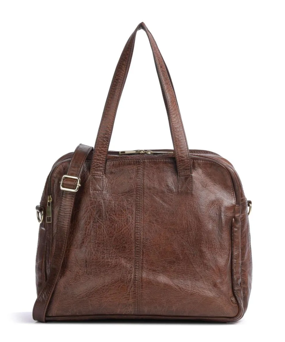 Golden Chic Shoulder bag grained leather brown