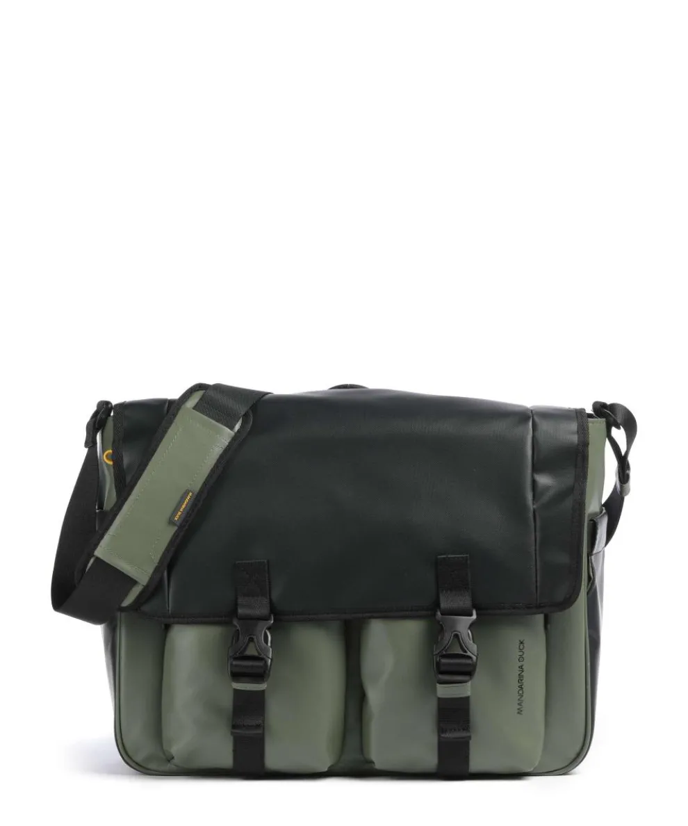 Eco Coated Messenger bag recycled polyester khaki