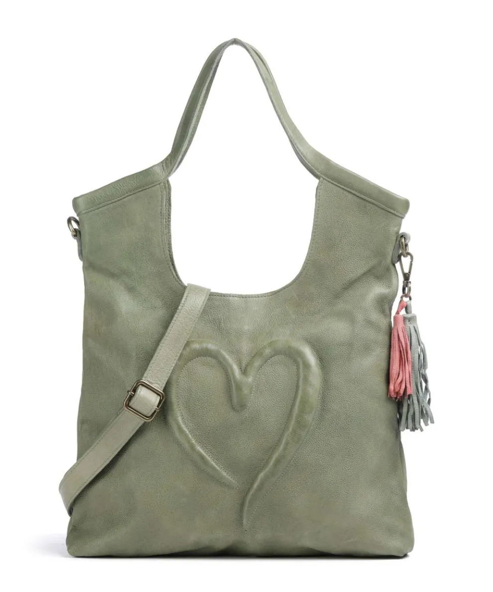 Herzweg 6 Tote bag grained leather green