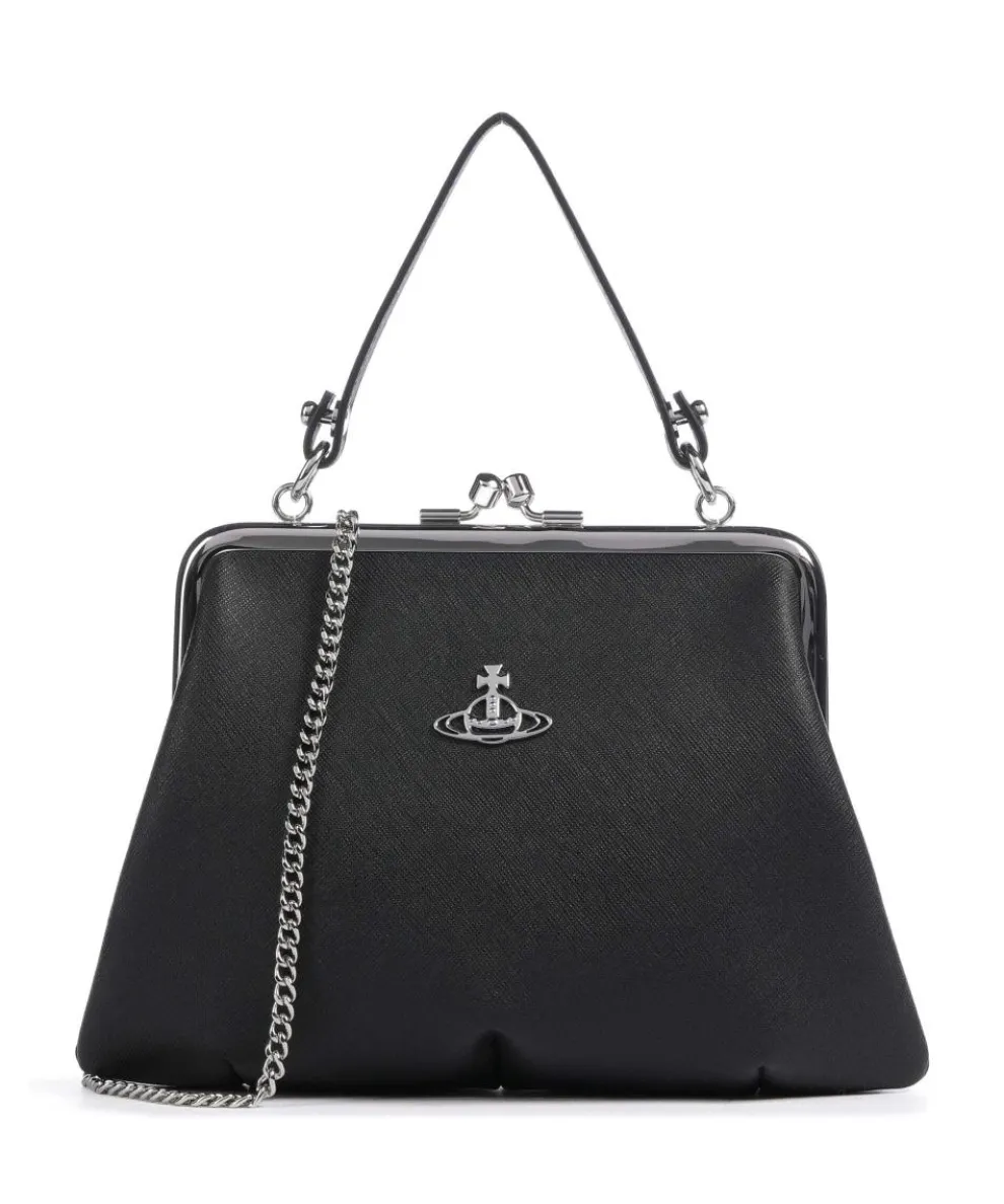 Granny Frame Saffiano Crossbody bag imitation leather black