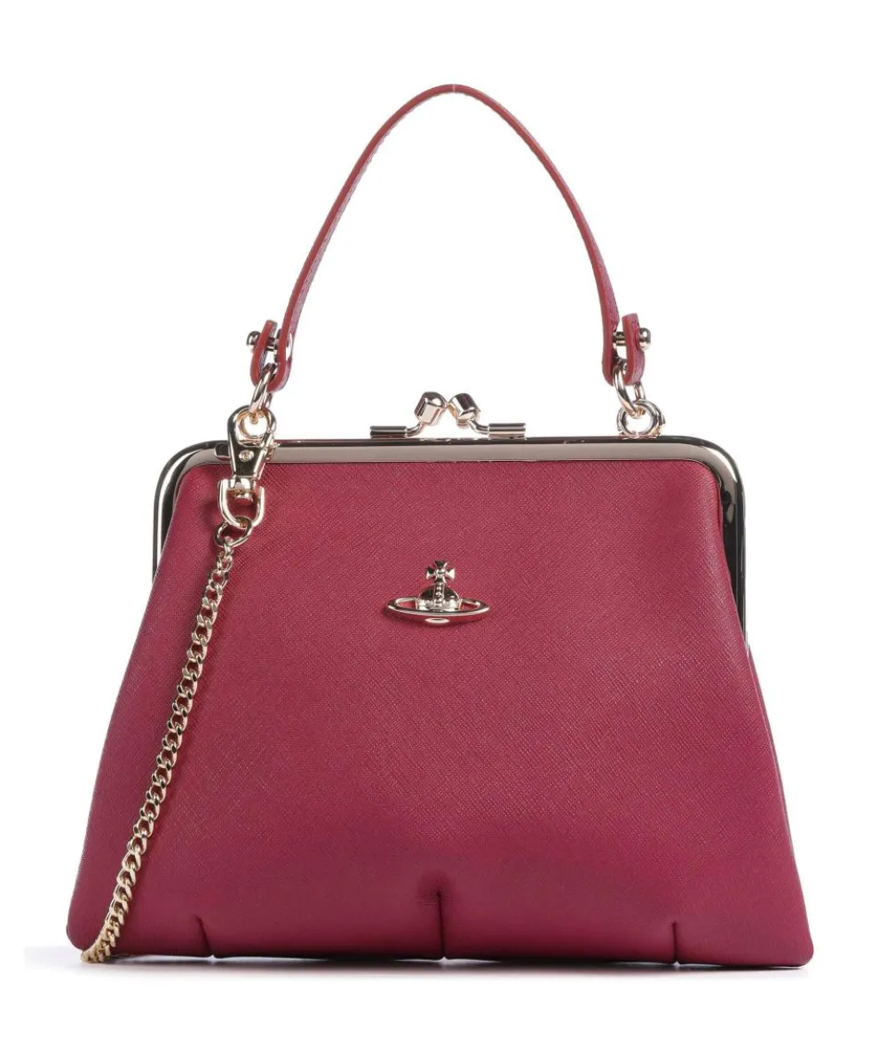 Granny Frame Saffiano Crossbody bag imitation leather dark red