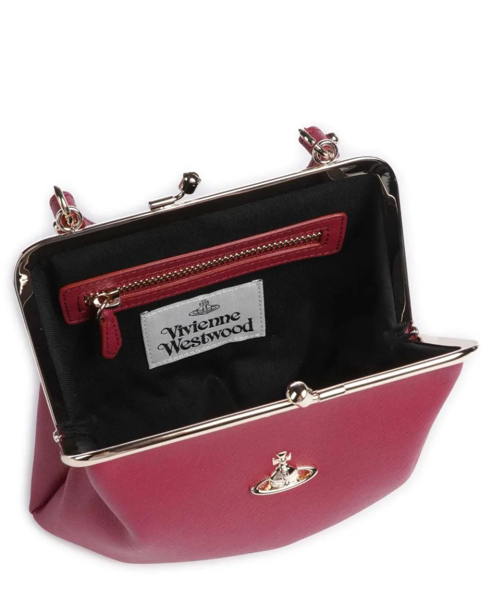 Granny Frame Saffiano Crossbody bag imitation leather dark red