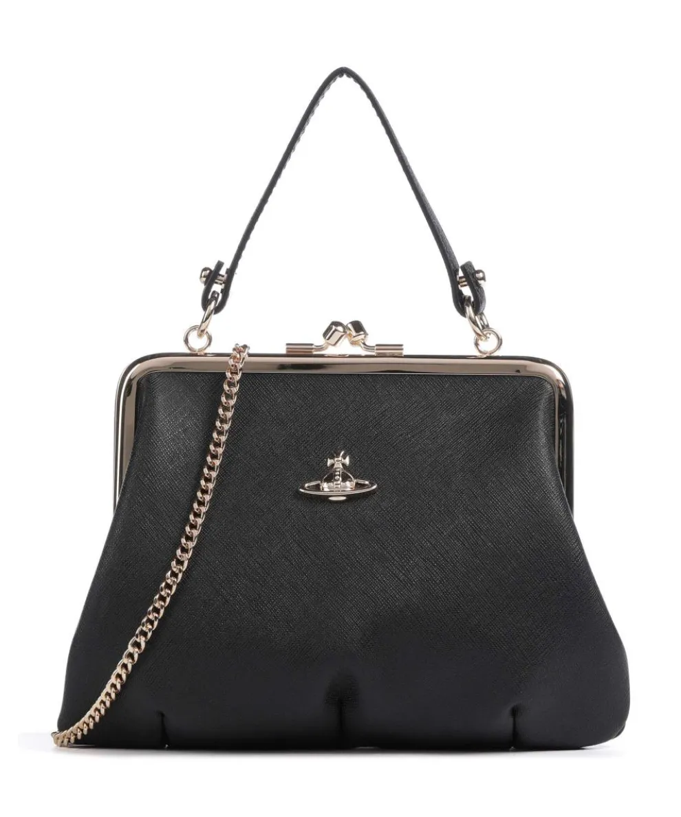 Granny Frame Saffiano Crossbody bag imitation leather black