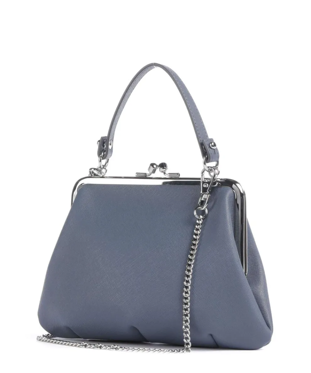 Granny Frame Saffiano Handbag imitation leather blue-grey