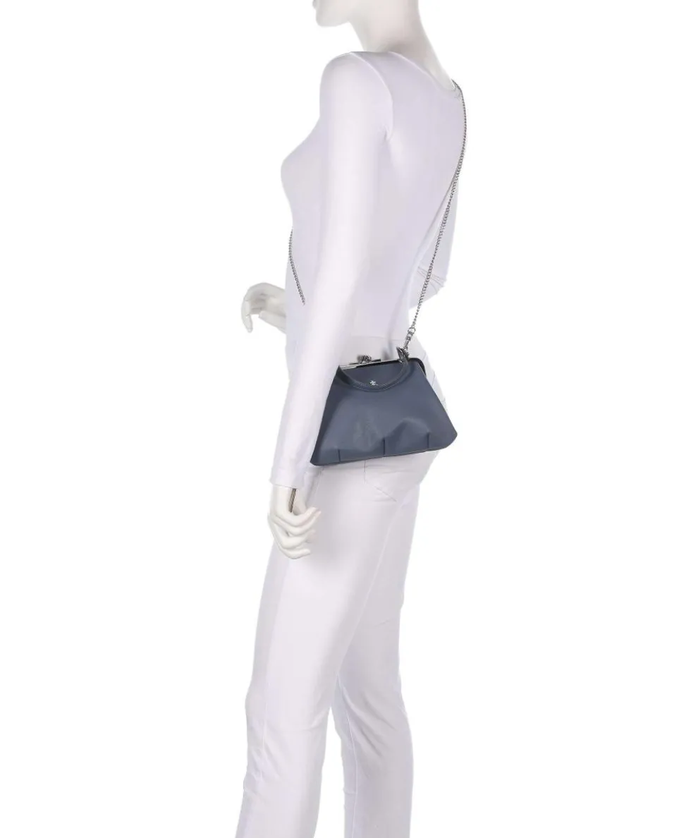 Granny Frame Saffiano Handbag imitation leather blue-grey