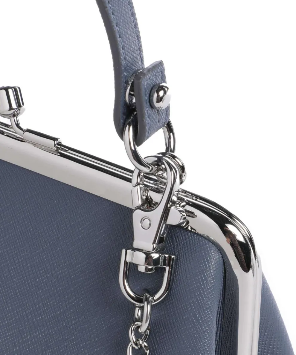 Granny Frame Saffiano Handbag imitation leather blue-grey