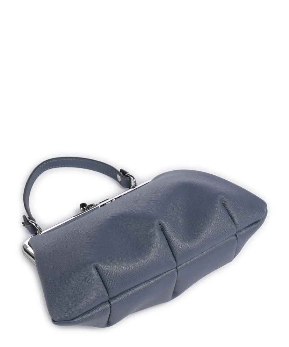 Granny Frame Saffiano Handbag imitation leather blue-grey