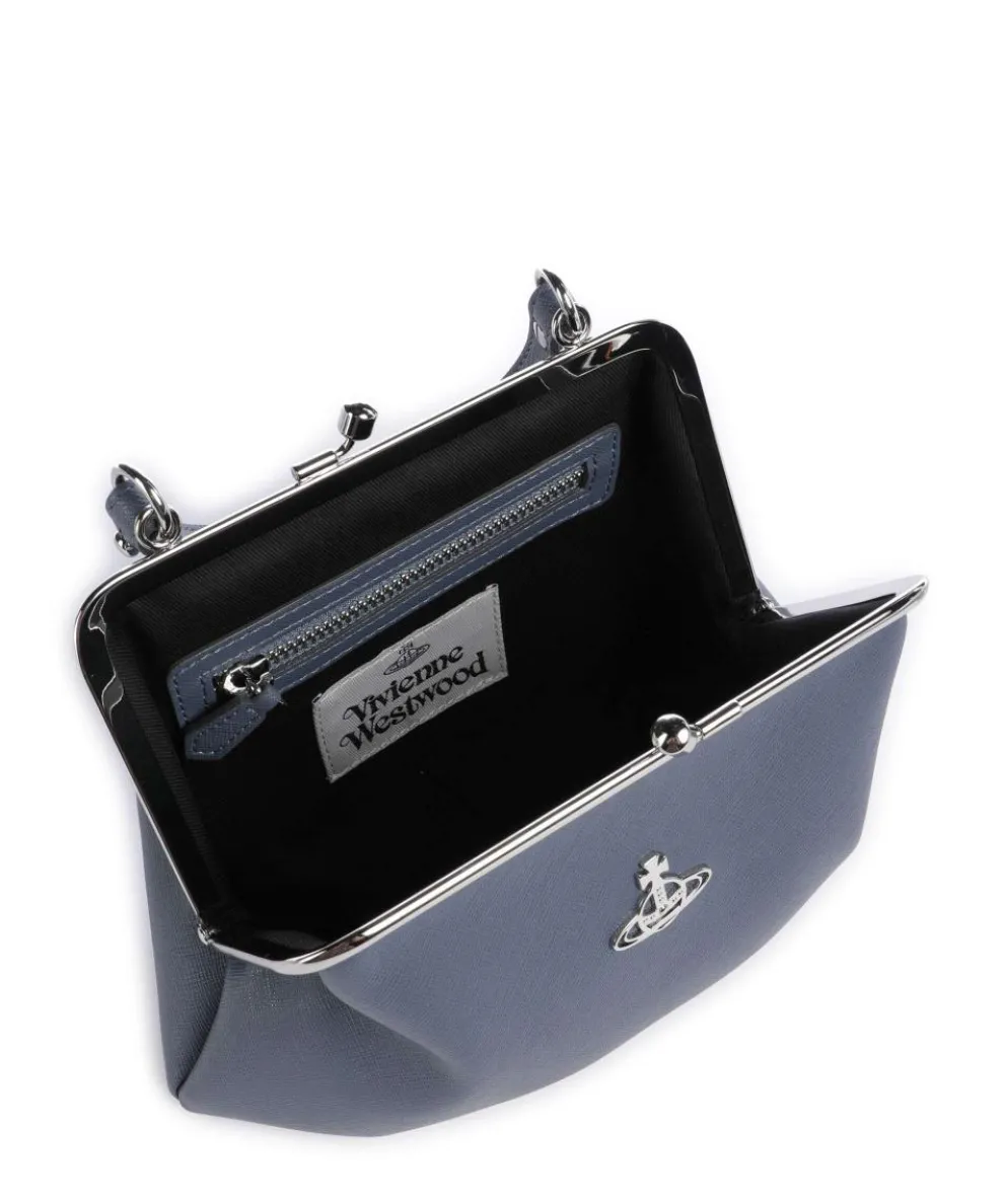 Granny Frame Saffiano Handbag imitation leather blue-grey