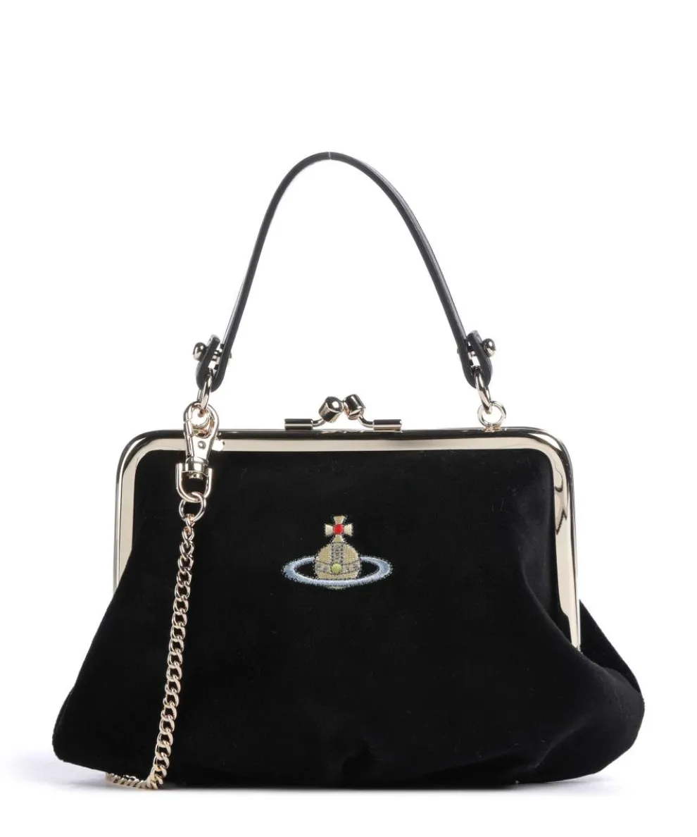 Granny Frame Velvet Crossbody bag velvet fabric black