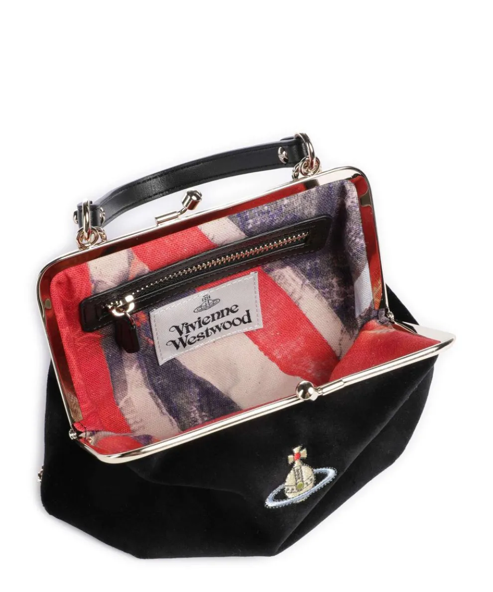 Granny Frame Velvet Crossbody bag velvet fabric black