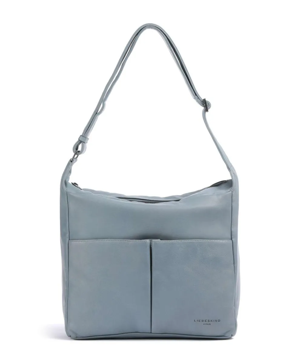 Hera Sheep Natuarl M Hobo bag sheepskin leather blue-grey