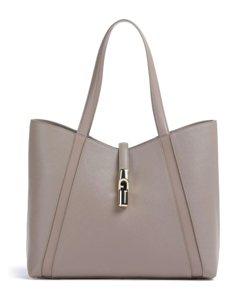 Goccia L Tote bag grained leather taupe