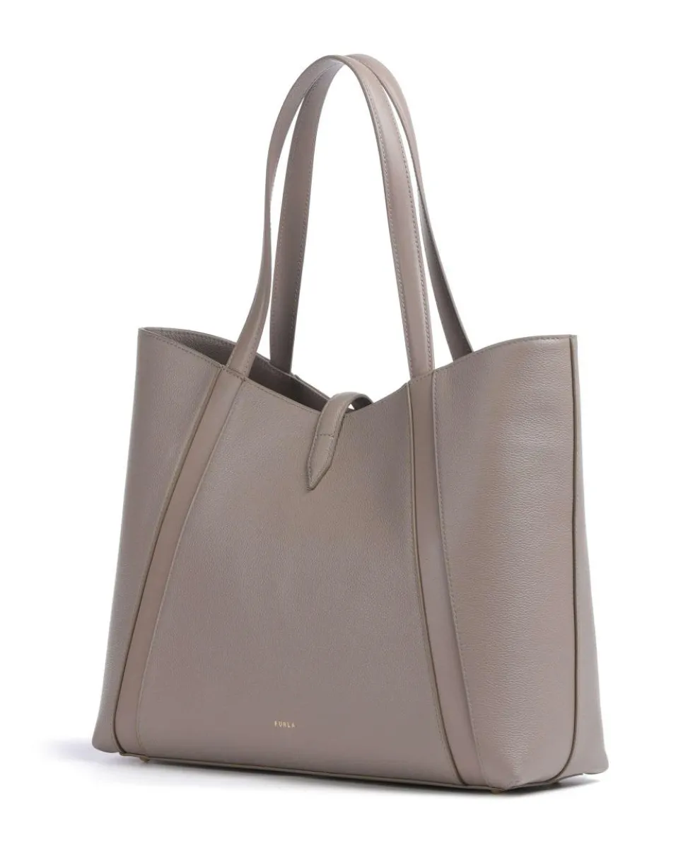 Goccia L Tote bag grained leather taupe