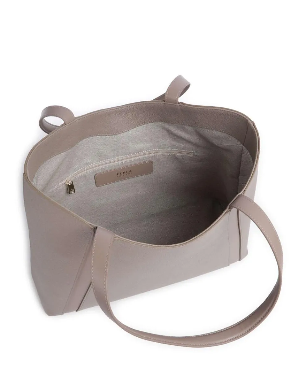 Goccia L Tote bag grained leather taupe