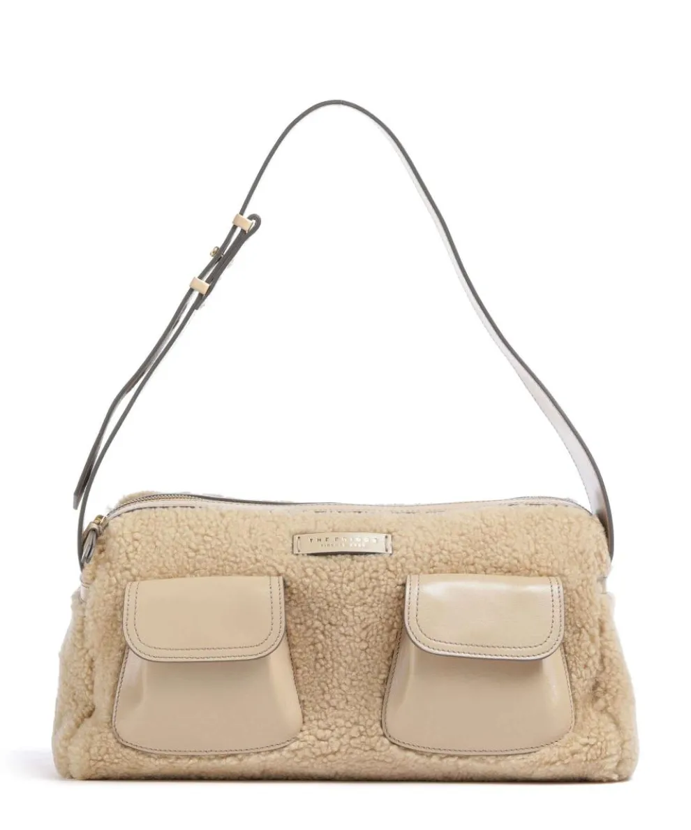 Flora Wow Shoulder bag fur, fine grain cow leather beige