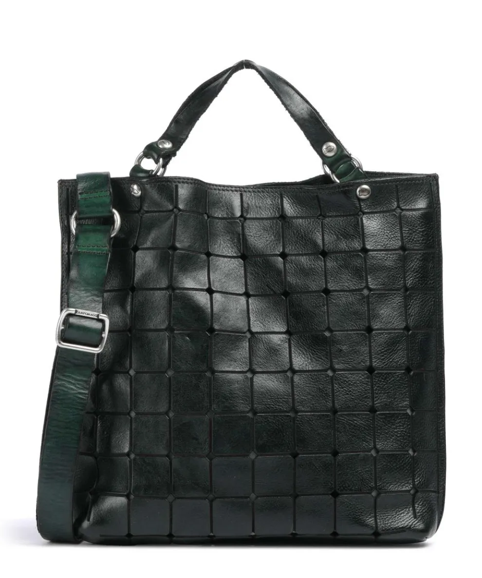 Handbag cow leather dark green