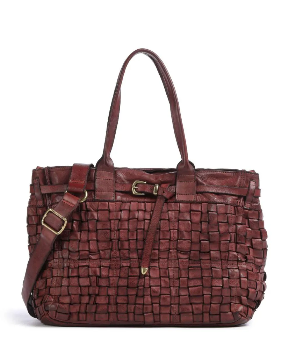 Handbag fine grain cow leather dark red