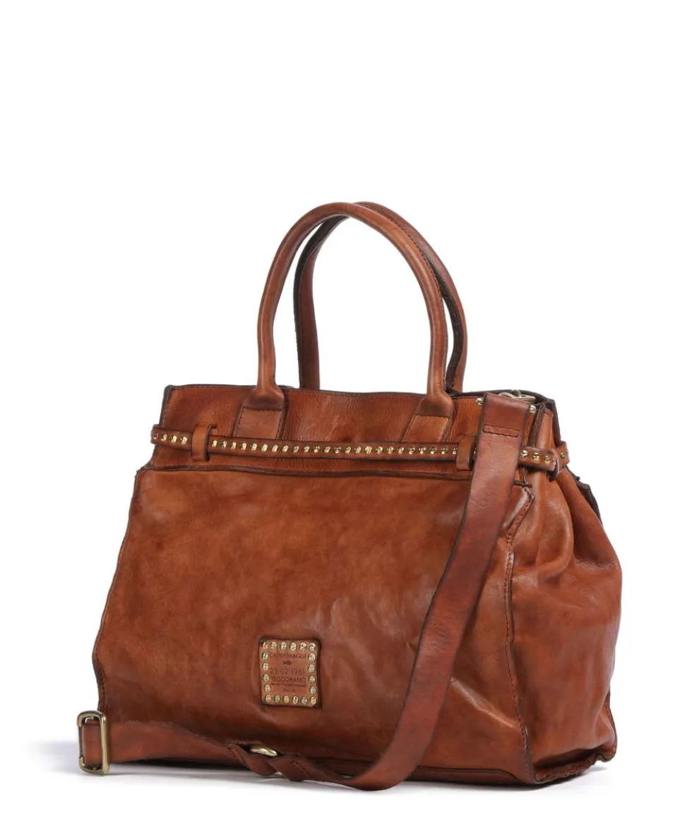 Handbag fine grain cow leather cognac