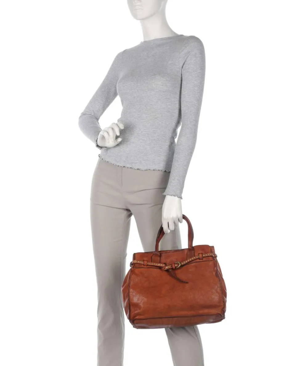 Handbag fine grain cow leather cognac