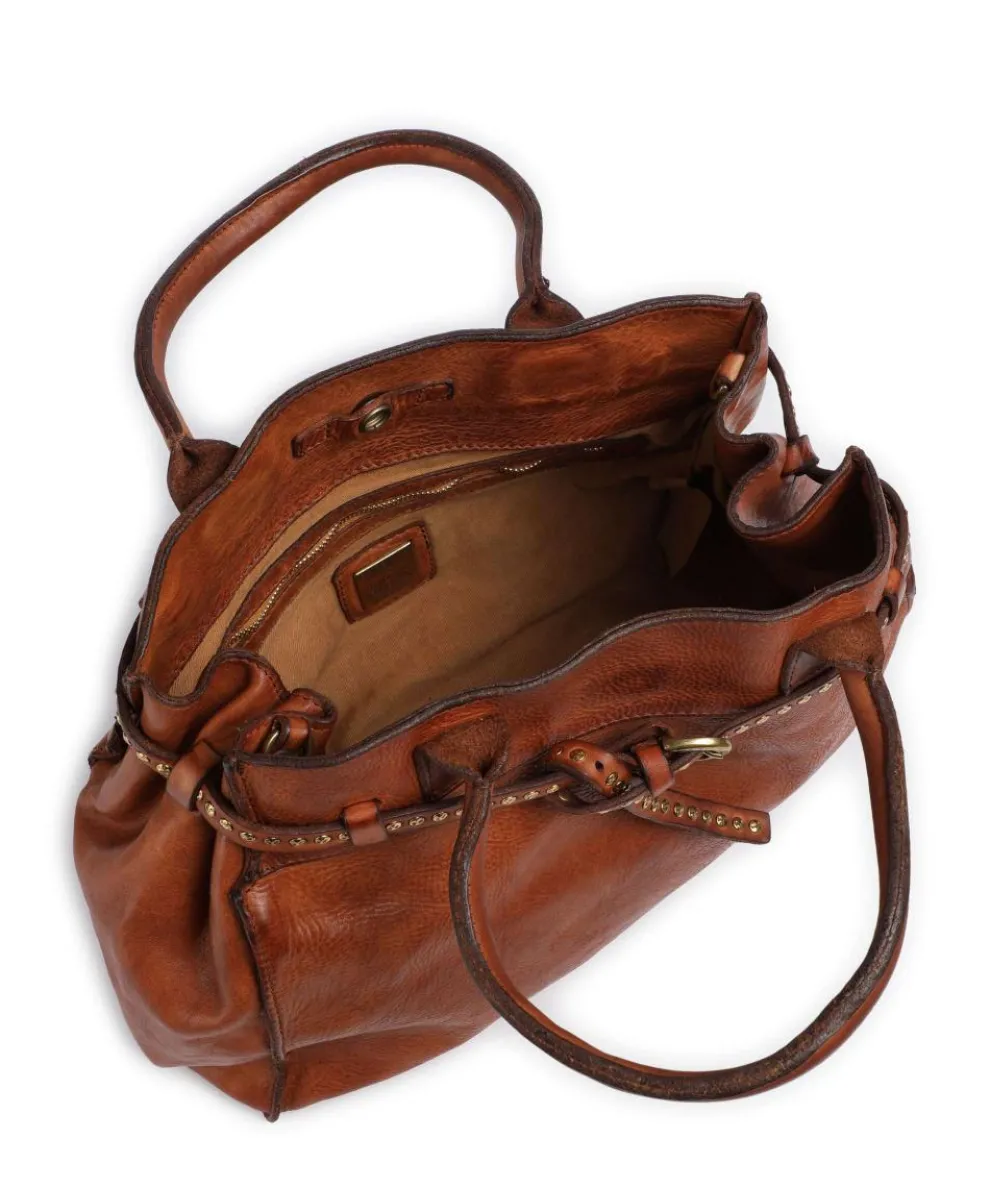 Handbag fine grain cow leather cognac