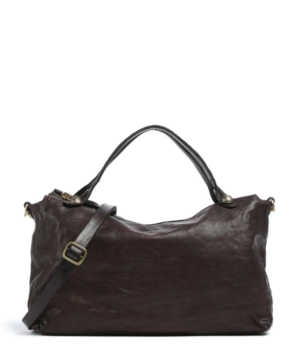 Handbag fine grain cow leather dark brown