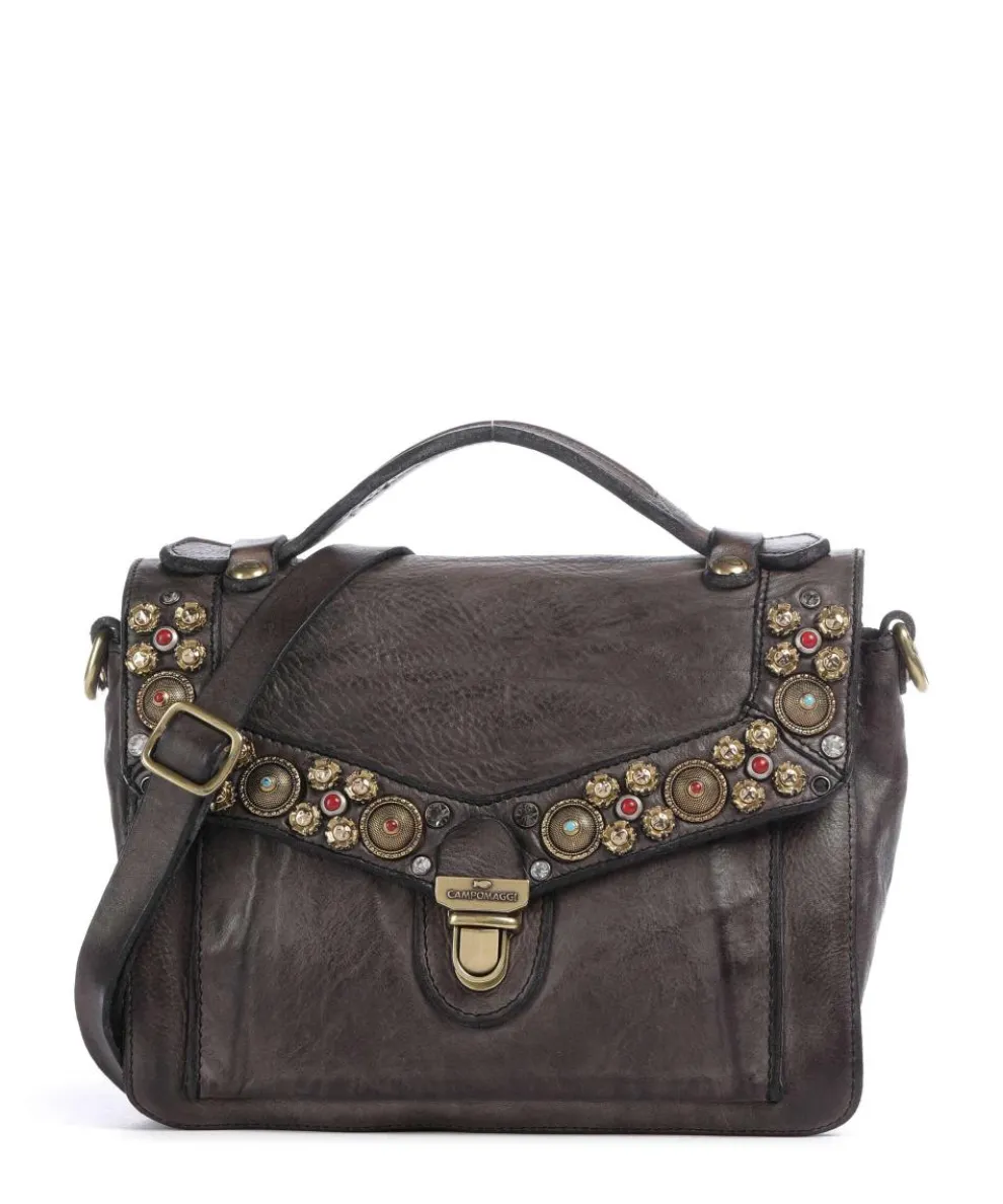 Handbag fine grain cow leather dark grey