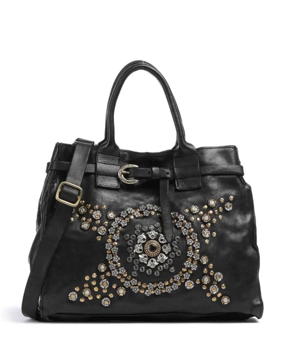 Handbag fine grain cow leather black