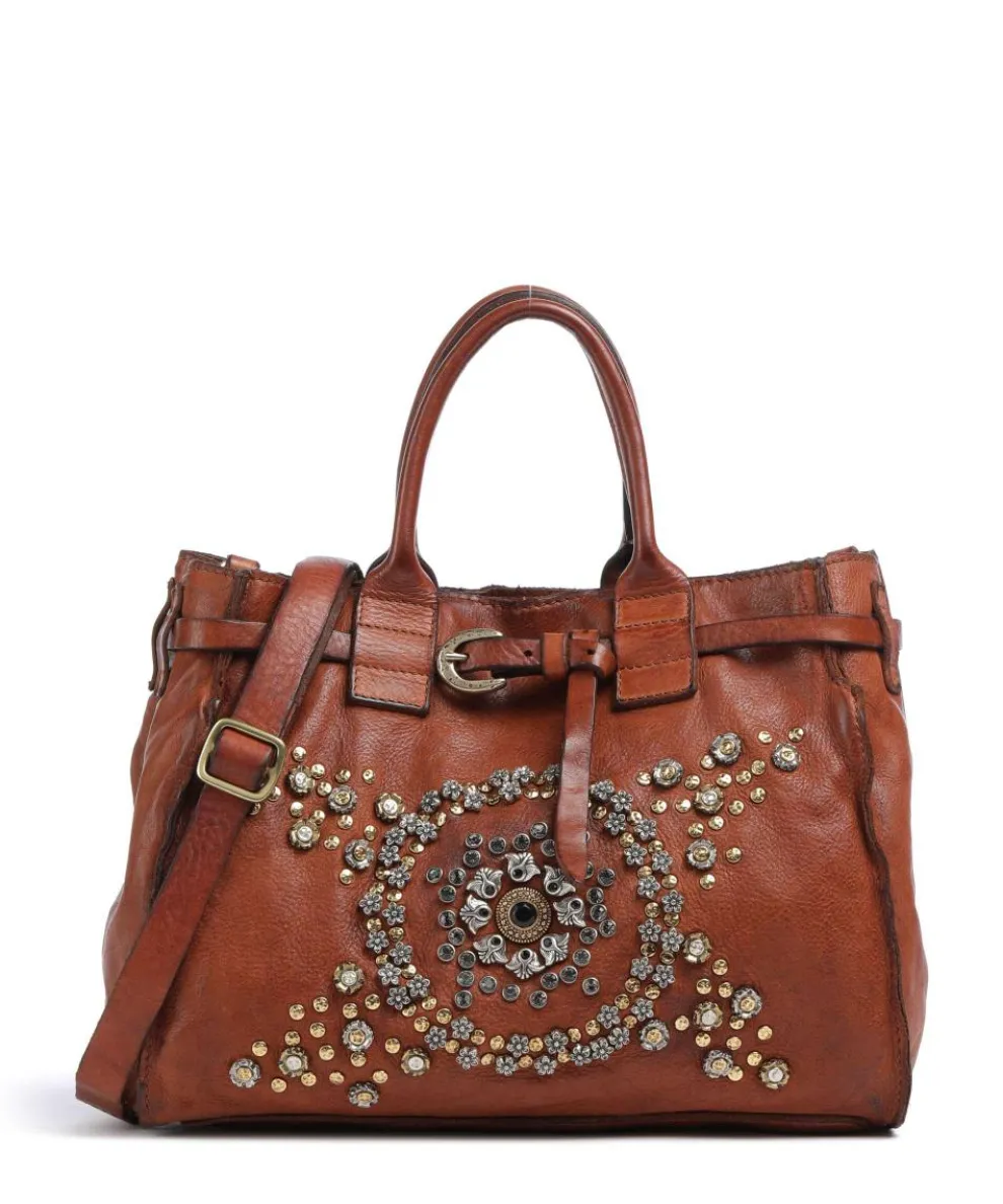 Handbag fine grain cow leather cognac