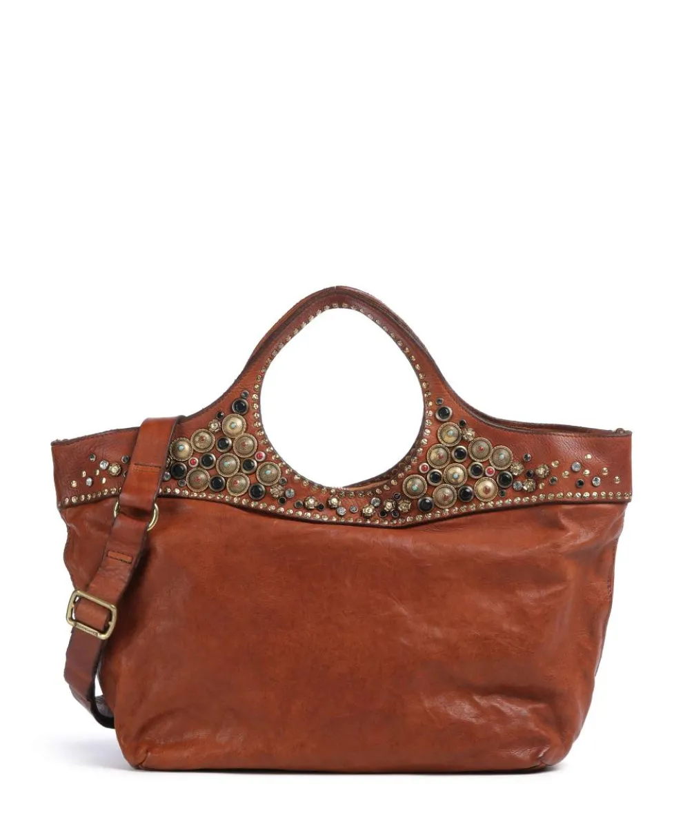 Handbag fine grain cow leather cognac