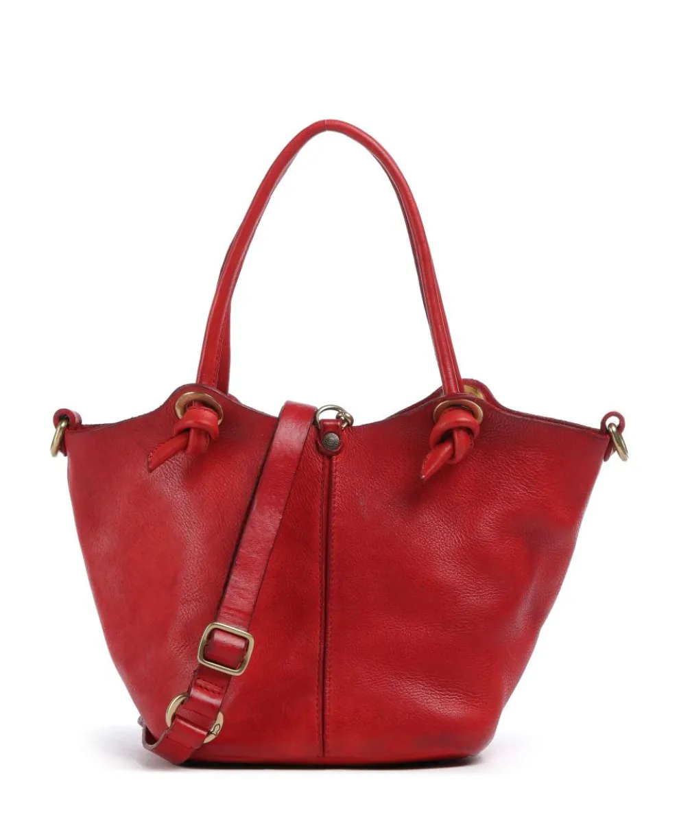 Handbag grained cow leather red