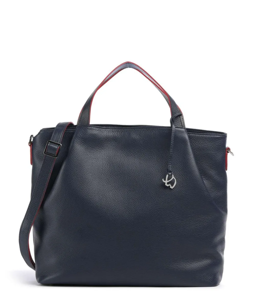 Handbag grained cow leather navy