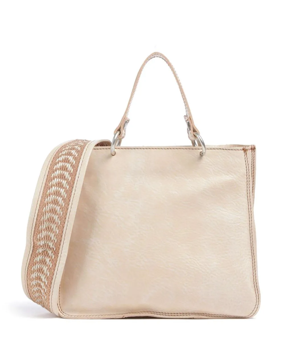 Handbag grained cow leather beige