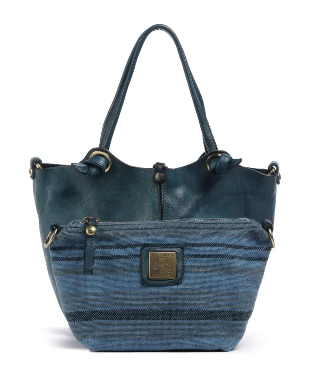 Handbag grained cow leather dark blue