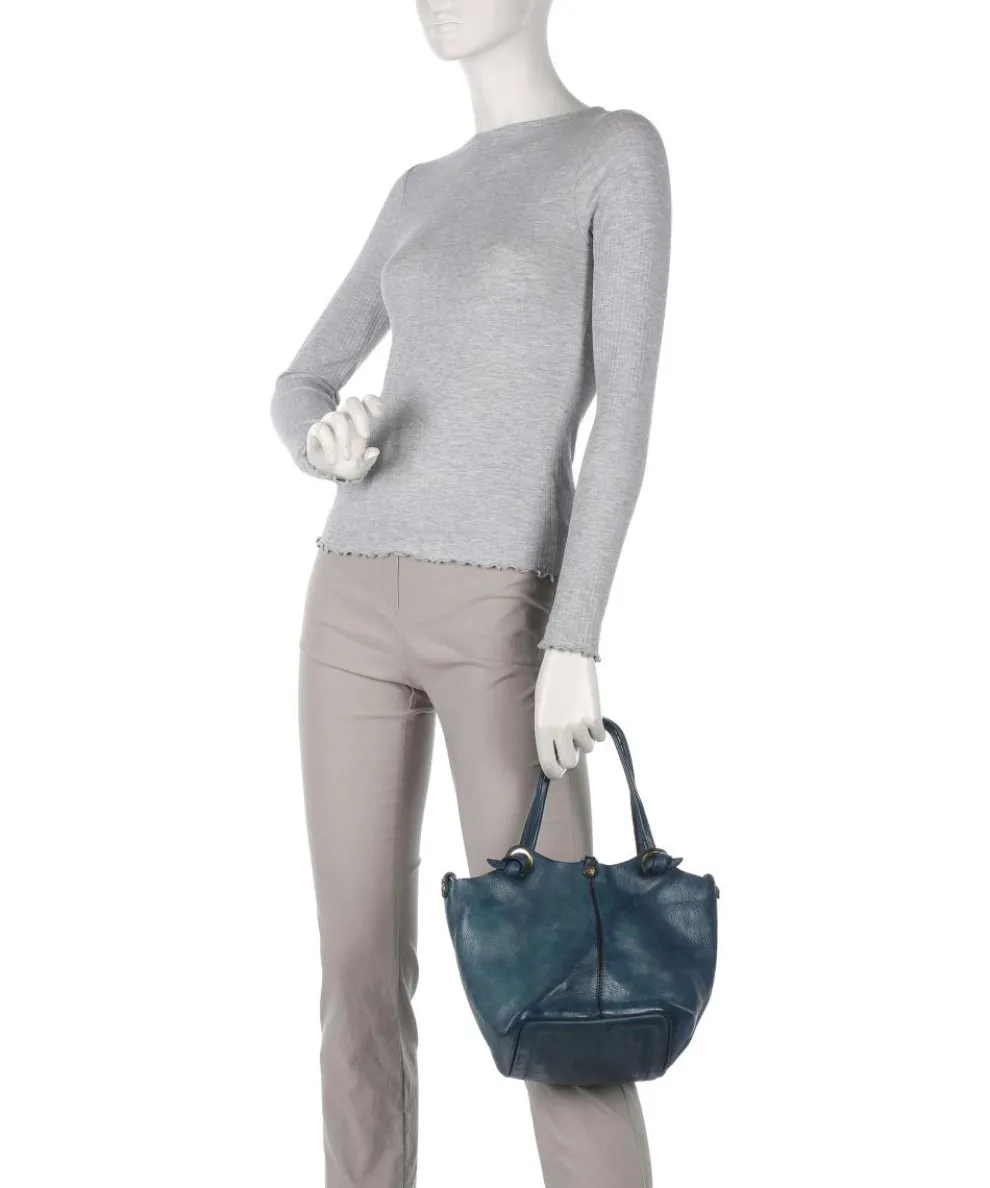 Handbag grained cow leather dark blue