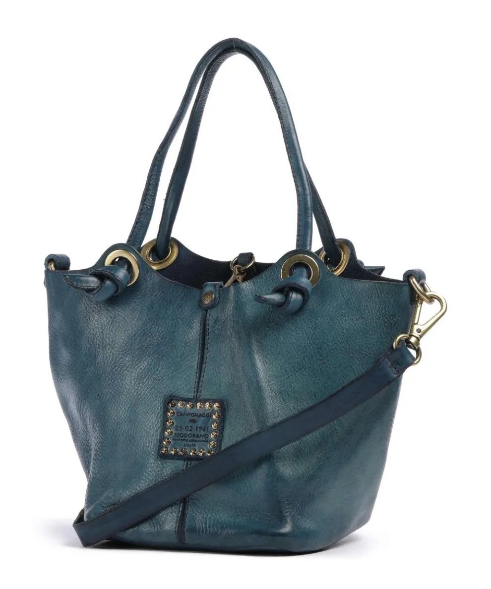 Handbag grained cow leather dark blue